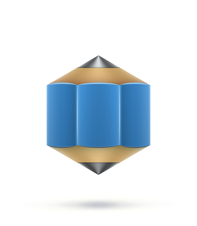 Hexagon shaped comic blue pencil isolated on white. EPS10 vector.のイラスト素材