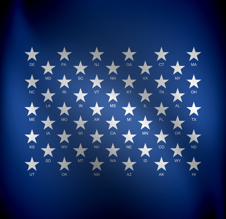 Waving blue cloth with 50 stars representing the United States of America. EPS10 vector image.のイラスト素材