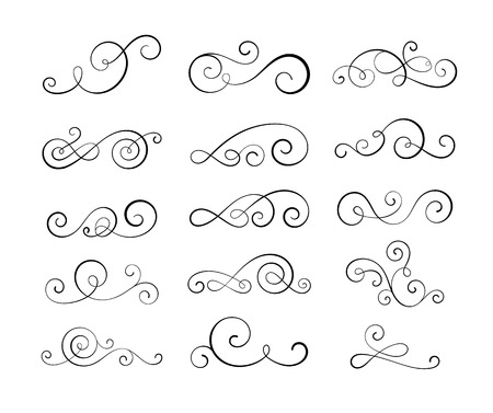 Vintage flourish swirls collection. EPS10 vector decorative elements.のイラスト素材