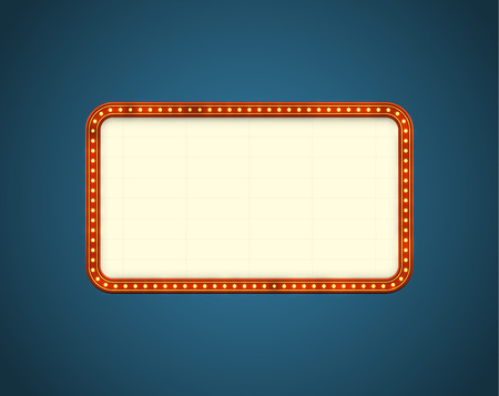 Glowing cinema signboard with light bulbs on the contour. EPS10 vector background,のイラスト素材