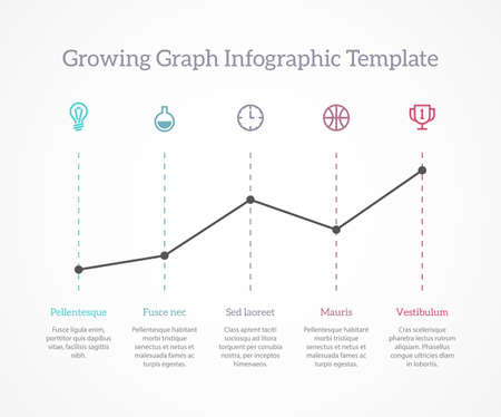 Growing graph infographic element template. Copyspace for text,headers and icons.のイラスト素材