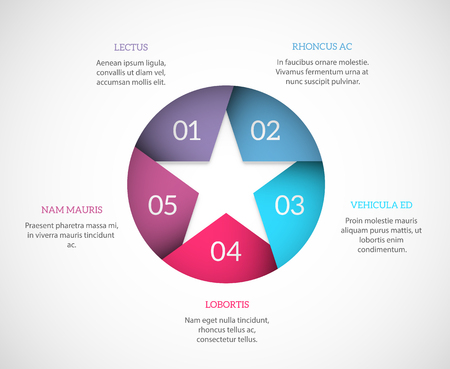 Simple infographic template with a star and copyspaces around it. EPS10 vector background.のイラスト素材