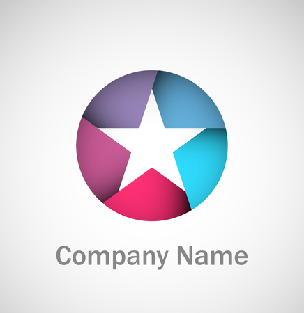 Cool star in a circle logo with sample company nameのイラスト素材