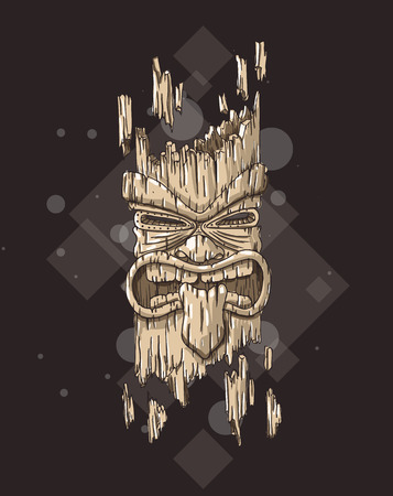 Hand drawn illustration of a tiki totem. のイラスト素材