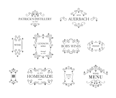 Simple swirly decorative vector frames and design elements.のイラスト素材