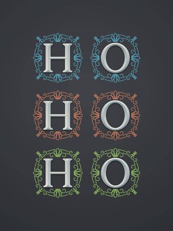 Ho Ho Ho christmas poster. Dark blue with lightのイラスト素材
