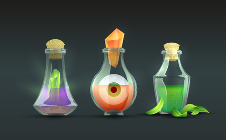 Magic potions in bottles icon.のイラスト素材