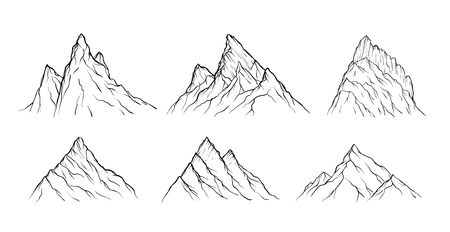 Hand Drawn Mountains isolated on plain background.のイラスト素材