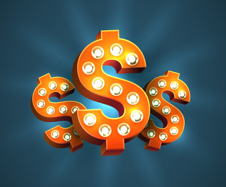 Decorated Dollar Sign isolated on colorful presentation.のイラスト素材