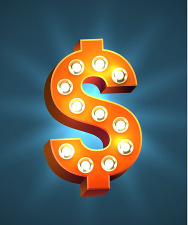 Decorated Dollar Sign isolated on colorful presentation.のイラスト素材