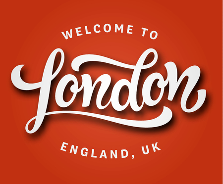 London Lettering Postcard in red backgroundのイラスト素材