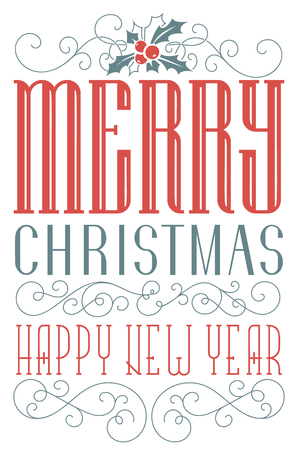 Merry Christmas Poster isolated on plain background.のイラスト素材