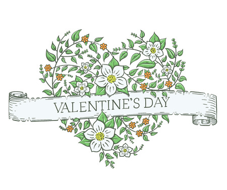 Heart made of flowersのイラスト素材