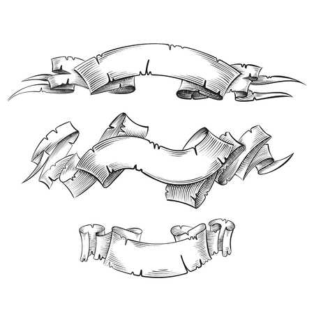 Hand Drawn Ribbons setのイラスト素材