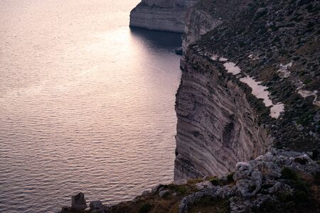 Maltese cliffs and seashore. Natural view on landscapesの写真素材
