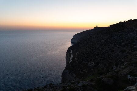 Maltese cliffs and seashore. Natural view on landscapesの写真素材