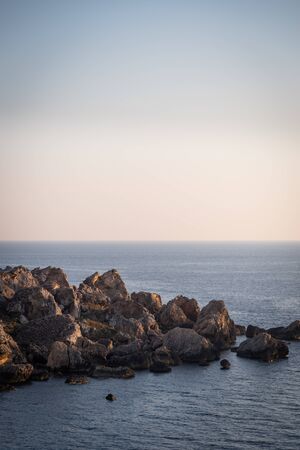 Maltese cliffs and seashore. Natural view on landscapesの写真素材