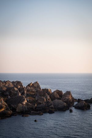 Maltese cliffs and seashore. Natural view on landscapesの写真素材