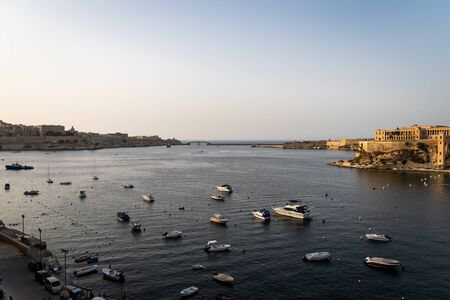 Malta and its capital Valletta during eveningの写真素材