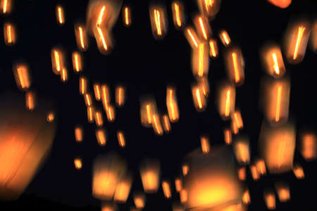 The light trail of flying lanterns