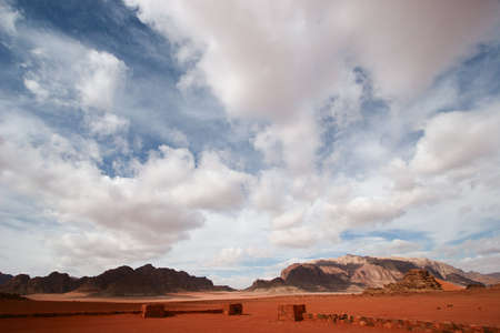 cloudscape on desert, Wadi Rum, Jordanの写真素材