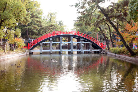 Drum Bridge of Sumiyoshi Taisha Shrine, Osaka, Japan - Photo taken on November 6th, 2015の写真素材