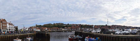Panorama of Whitby Town and Harbor, North Yorkshire, UK - Sep 2017のeditorial素材