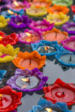 Floating candle in thailandの写真素材