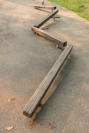 Wooden piece stack, zigzag in park