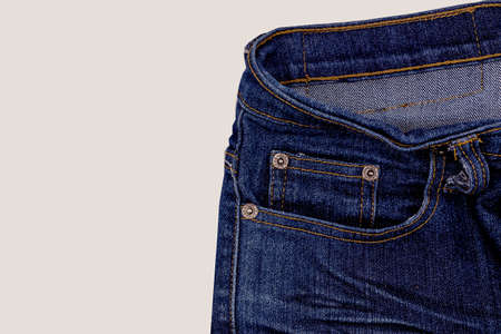 Blue jeans on white backgroundの写真素材