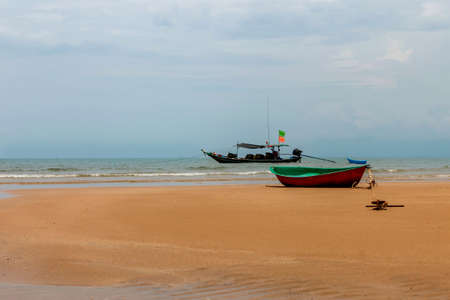 Boat parked on the beach in thailand