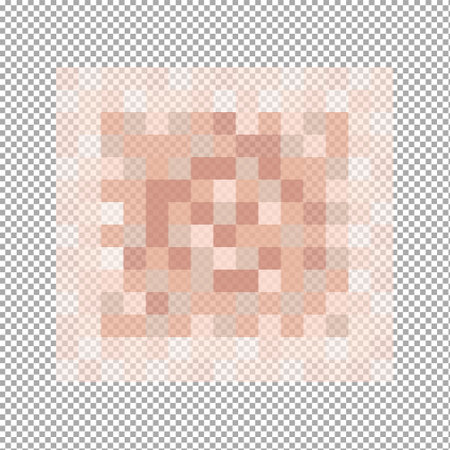 Censorship blur effect pixel texture on transparent background. Skin tone colored mosaic pattern...