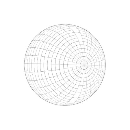 3D sphere wireframe. Planet Earth model. Spherical shape. Grid ball isolated on white background. Globe figure with longitude and latitude, parallel and meridian linesのイラスト素材
