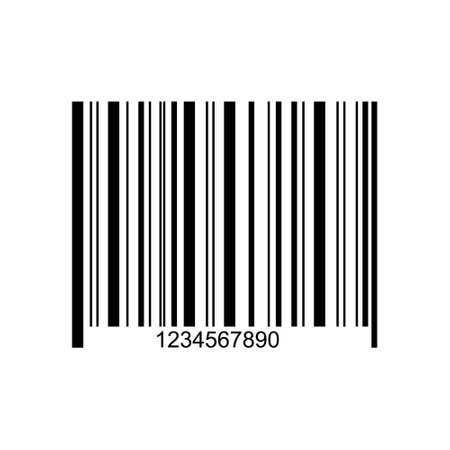 Bar code label template isolated on white background. Barcode icon. Visual data representation with product information. Vector graphic illustrationのイラスト素材