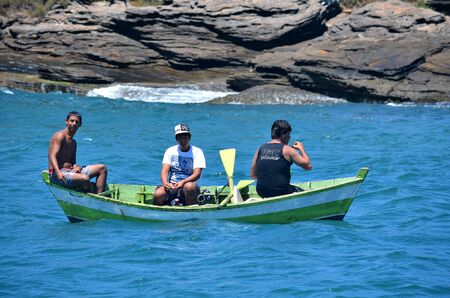 Buzios, Brazil, February 24, 2013: Artisanal fishing in the calm and warm waters of the resort of BÃºzios.のeditorial素材