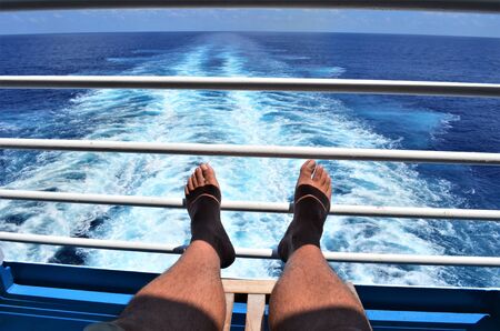 Relaxing during Caribbean cruise on sunny dayの写真素材