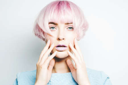 Beautiful girl with pink hair
