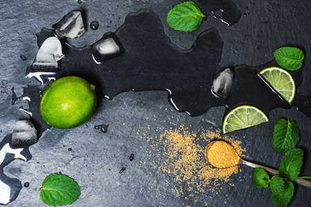 Refreshing mint cocktail mojito ingredirntsの写真素材