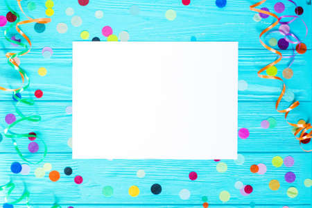 Colorful party confetti with copy spaceの写真素材