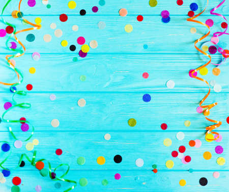 Colorful party confetti with copy spaceの写真素材
