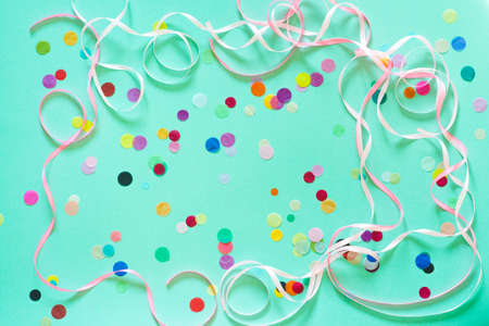 Colorful party confetti with copy spaceの写真素材