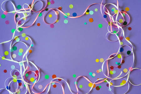 Colorful party confetti with copy spaceの写真素材