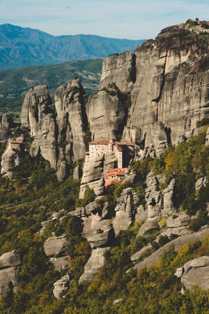 Monastery Meteora Greece. Stunning summer panoramic landscape.の写真素材