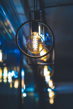 Vintage tungsten filament multiple lampsの写真素材