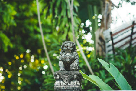 Traditional old loin statue in Thai temple. Thai style artの写真素材