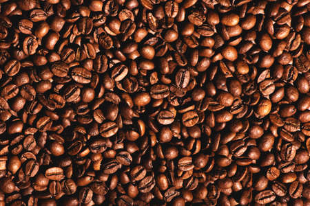 Close up of coffee beans texture background.