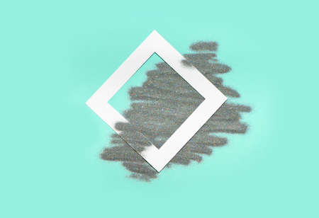 Layout with silver glitter sparkle and white rhomb.の写真素材