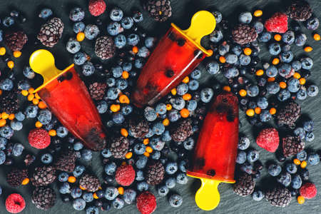 ice lolly  with berries.の写真素材