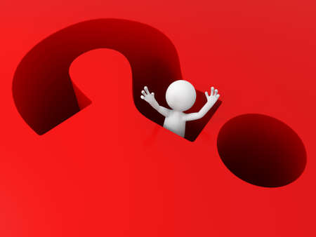 3d people fall into question markの写真素材
