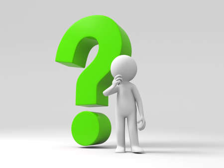 3d people stand in front question mark